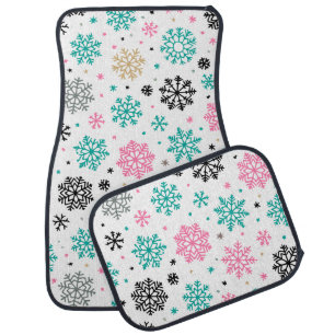 Retro Snowflakes Car Floor Mat