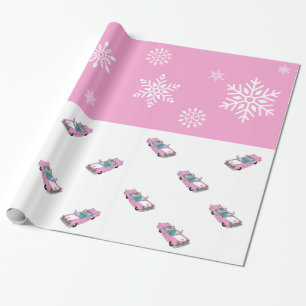 Retro - Snowflakes & Car Wrapping Paper