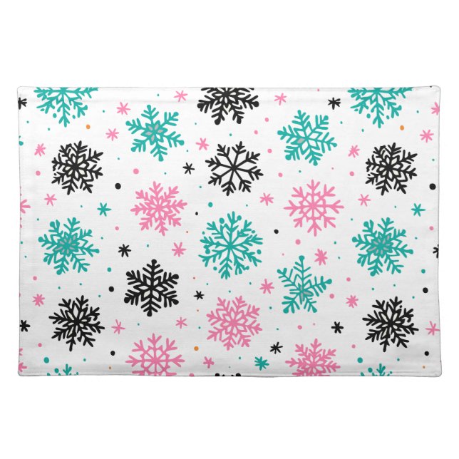 Retro Snowflakes Cloth Placemat (Front)