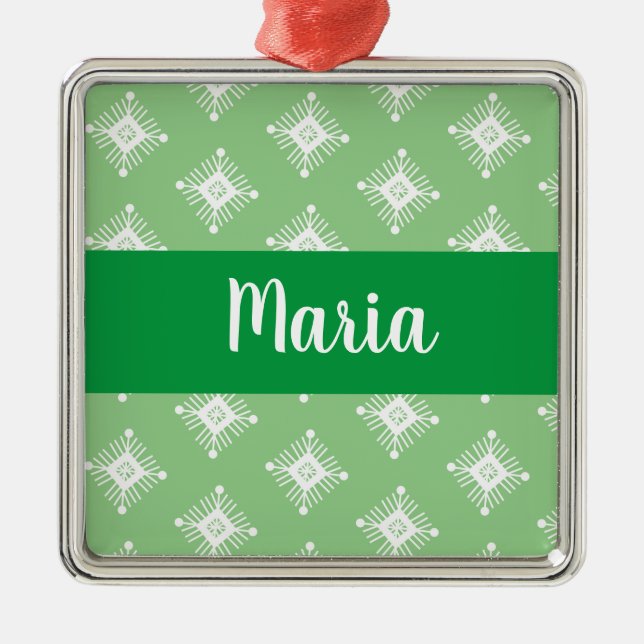 Retro Snowflakes Design Christmas Present Metal Ornament (Front)