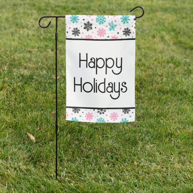 Retro Snowflakes Garden Flag (In SItu)