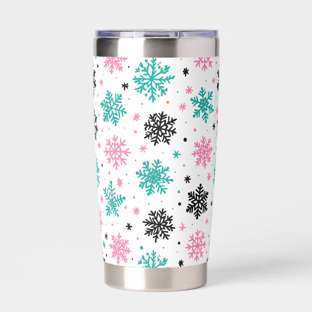 Retro Snowflakes Insulated Tumbler (Front)