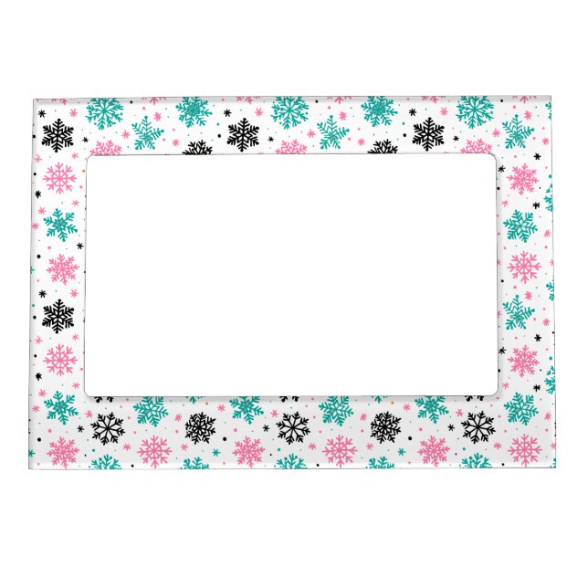 Retro Snowflakes Magnetic Frame (Front)