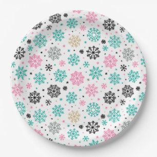 Retro Snowflakes Paper Plates