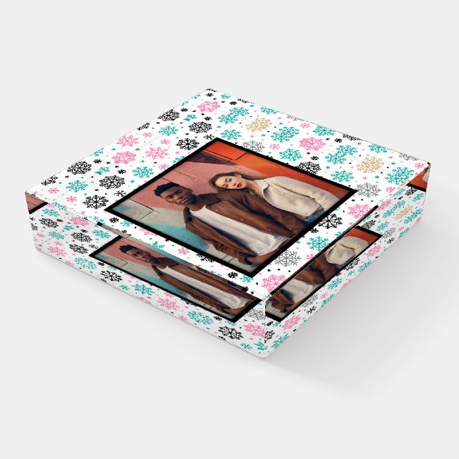 Retro Snowflakes Paperweight (Angled)