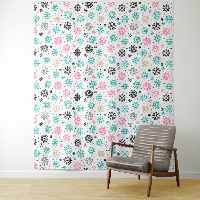 Retro Snowflakes Photo Backdrop (In Situ)