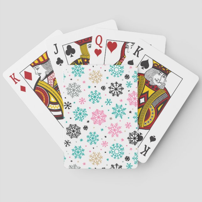 Retro Snowflakes Poker Cards (Back)