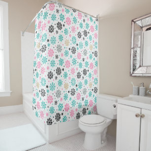 Retro Snowflakes Shower Curtain