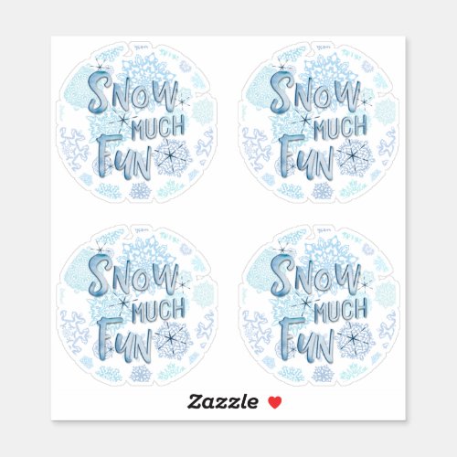 Retro Snowflakes SNOW MUCH FUN Watercolor Sticker