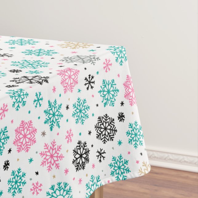 Retro Snowflakes Tablecloth (In Situ)