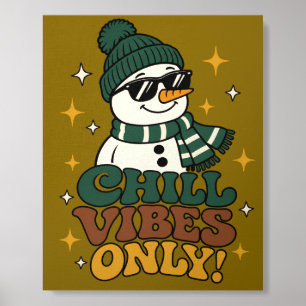 Retro Snowman Chill Vibes Only Photo Tile