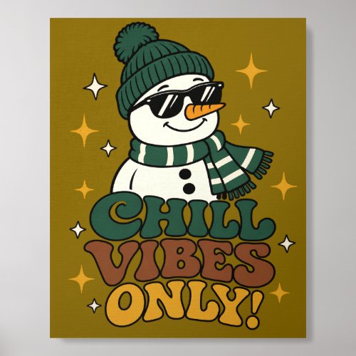 Retro Snowman Chill Vibes Only Photo Tile
