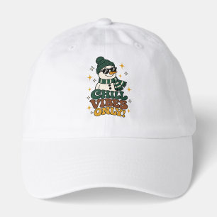 Retro Snowman Chill Vibes Only White Dad Hat
