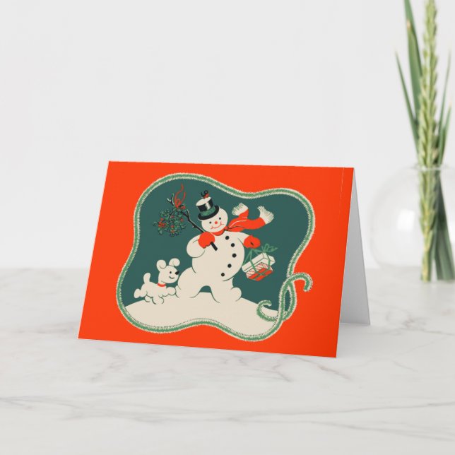 Retro Snowman Holiday Card (Front)