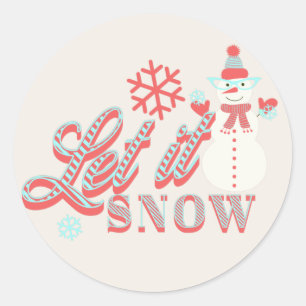 Retro Snowman Let it Snow Christmas Classic Round Sticker
