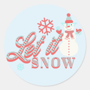 Retro Snowman Let it Snow Christmas Classic Round Sticker