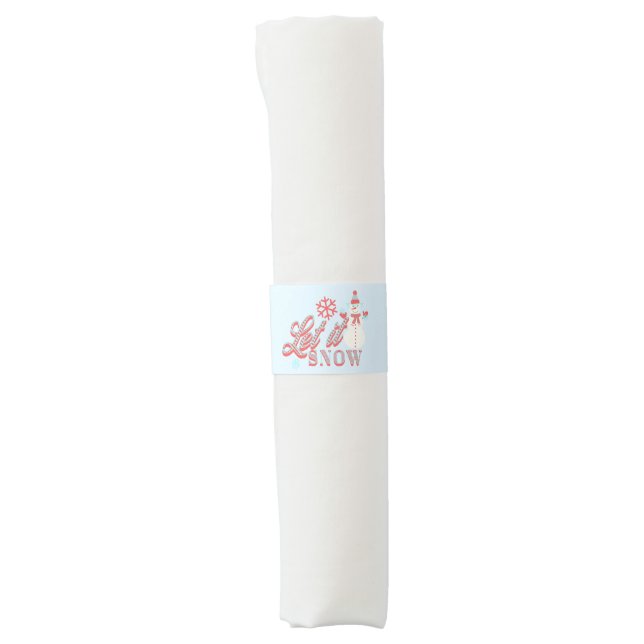 Retro Snowman Let it Snow Christmas  Napkin Bands (Front)