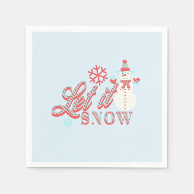 Retro Snowman Let it Snow Christmas  Napkins (Front)