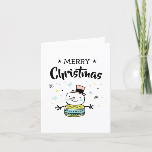 Retro snowman merry christmas holiday card