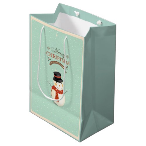 Retro Snowman_ Merry Christmas Medium Gift Bag
