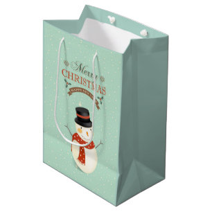 Retro Snowman- Merry Christmas Medium Gift Bag