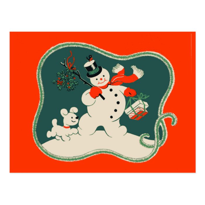 Retro Snowman Post Card