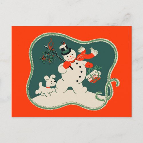 Retro Snowman Postcard