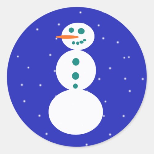 Retro Snowman Round Stickers