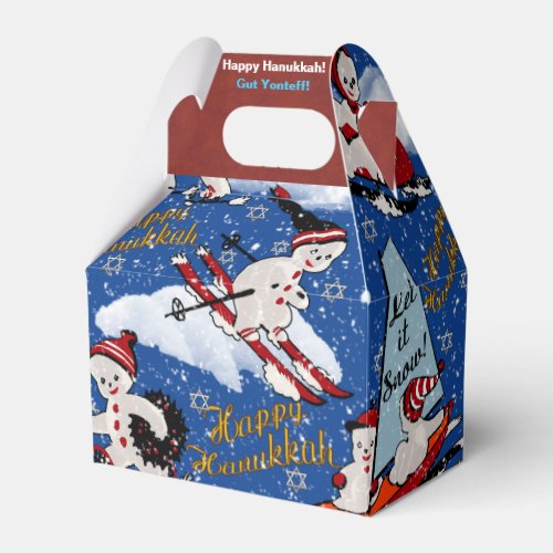 Retro Snowmen 6 Pt star and Hanukkah Greetings Favor Boxes