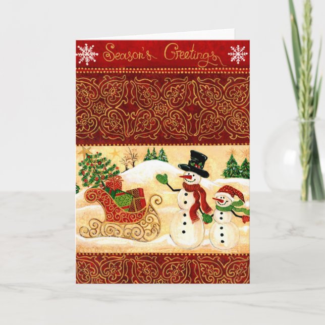 Retro Snowmen Christmas Card (Front)