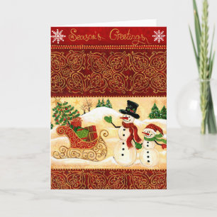 Retro Snowmen Christmas Card