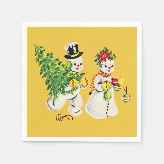 Retro Snowmen Napkins (Front)