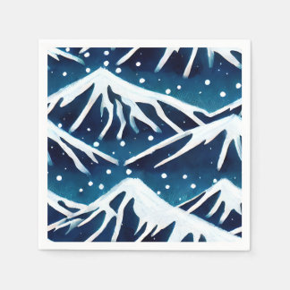 Retro Snowy Blue Mountains Napkins