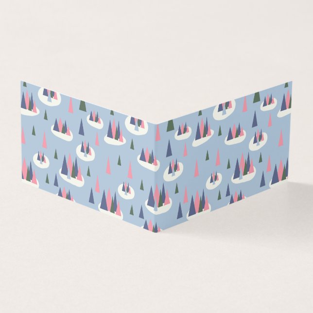 Retro Snowy Tree Holiday Gift Enclosure Card (Outside)