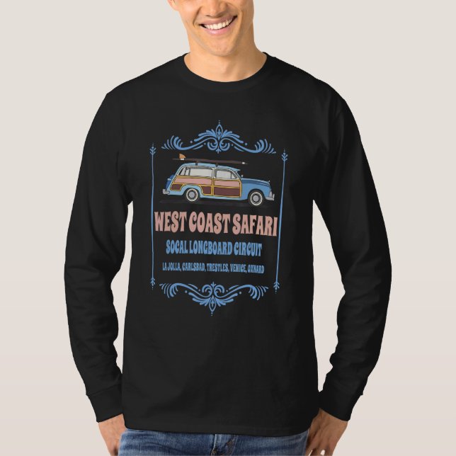 Retro SoCal Surfing West Coast Safari Long Board C T-Shirt (Front)