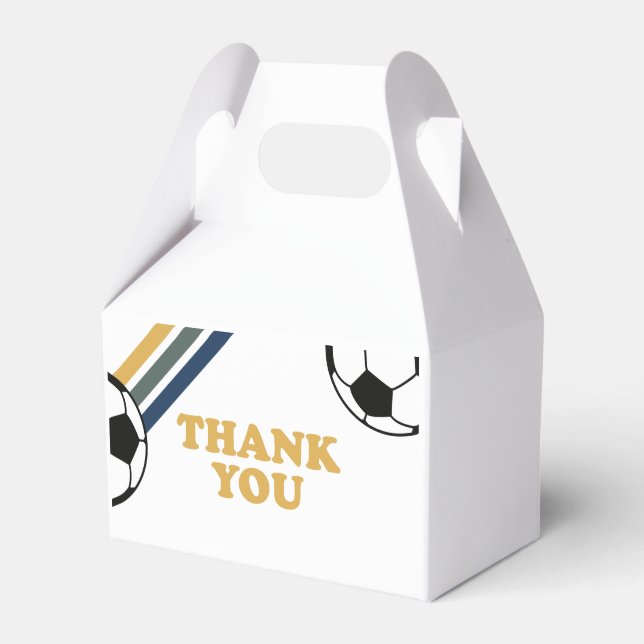 Retro Soccer Birthday Thank You Favor Box (Front Side)