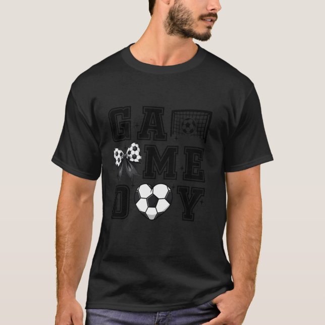 Retro Soccer Coquette Bow Cute Gameday Cheer Mom S T-Shirt (Front)