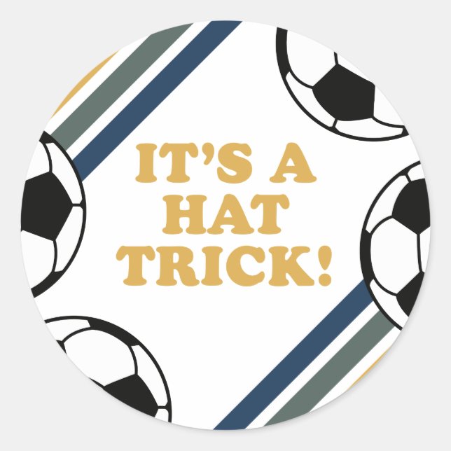 Retro Soccer Hat Trick 3rd Birthday Classic Round Sticker (Front)