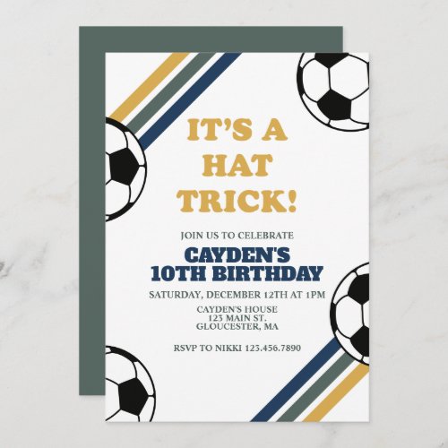 Retro Soccer Hat Trick 3rd Birthday Invitation