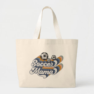 Retro Soccer Mama Sublimation Design, Soccer Large Tote Bag