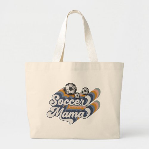 Retro Soccer Mama Sublimation Design Soccer Large Tote Bag
