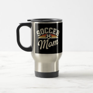 Retro Soccer Mom Design - Vintage Style Football Travel Mug