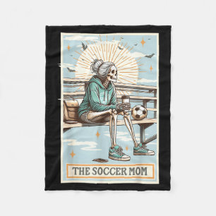 Retro soccer mom tarot card soccer skeleton mama fleece blanket