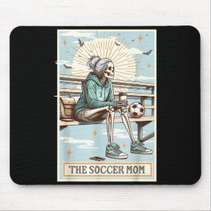 Retro soccer mom tarot card soccer skeleton mama mouse pad