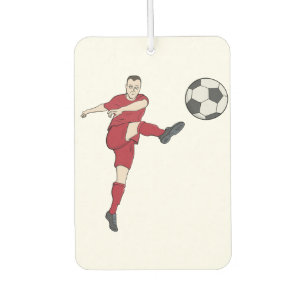 Retro Soccer Player Kicking Ball Volley Action Gra Air Freshener