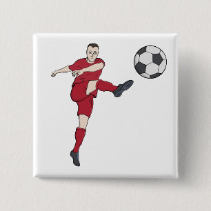Retro Soccer Player Kicking Ball Volley Action Gra Button