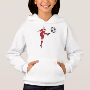 Retro Soccer Player Kicking Ball Volley Action Gra Hoodie