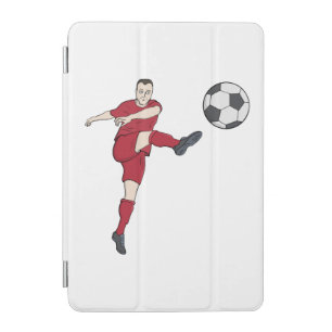 Retro Soccer Player Kicking Ball Volley Action Gra iPad Mini Cover
