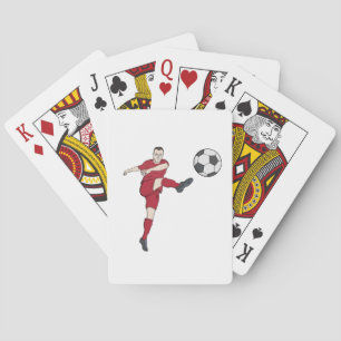 Retro Soccer Player Kicking Ball Volley Action Gra Poker Cards