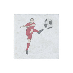 Retro Soccer Player Kicking Ball Volley Action Gra Stone Magnet